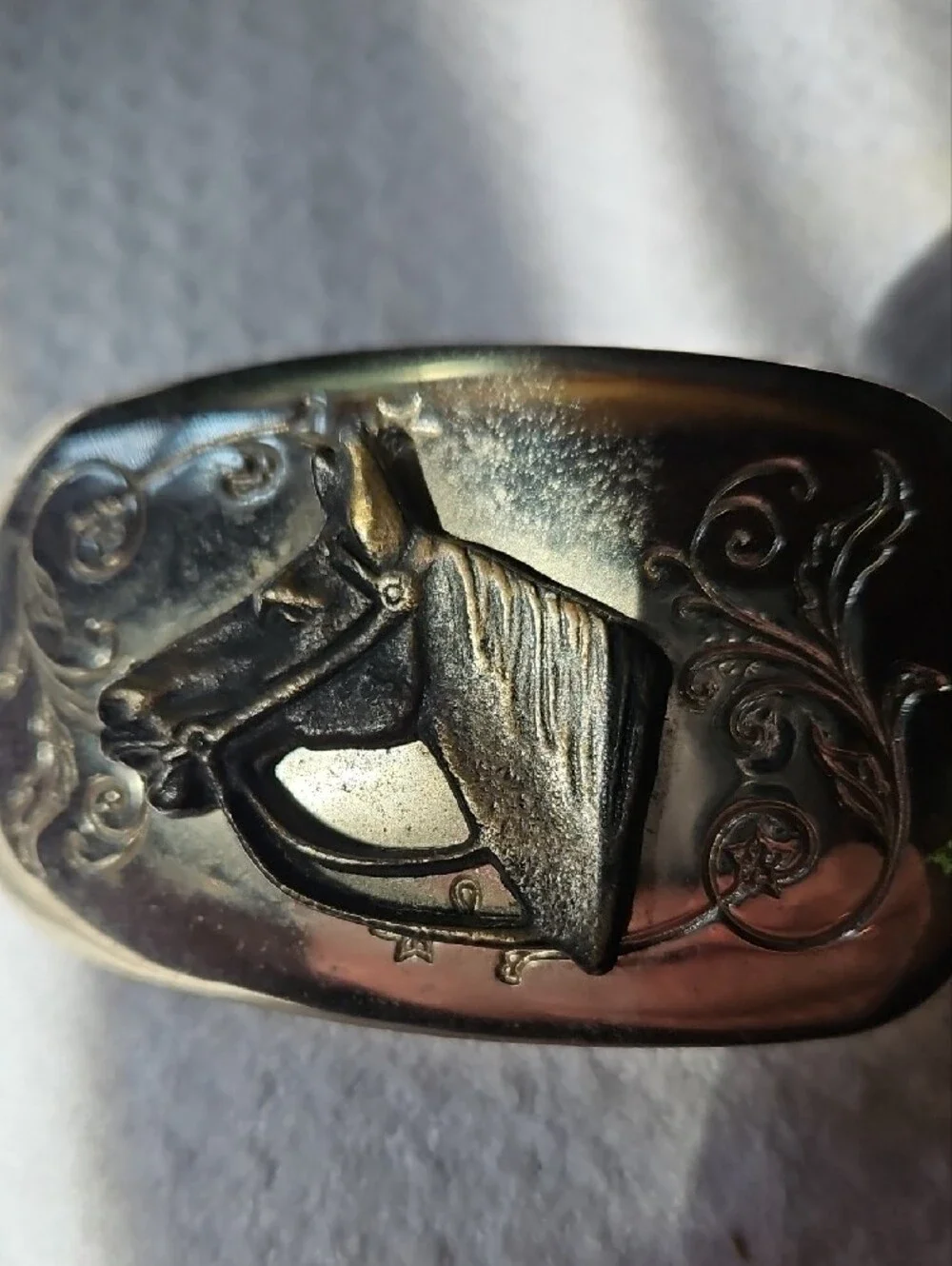 Vintage Horse Head Child's Belt Buckle in Metallic Bronze Tone